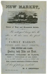 Nieuwe Markt, Hoek van Troy en Greenwich Straten.... Familie Markt., 1855